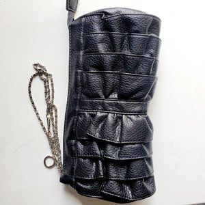 Le chateau Black Ruffle Clutch purse,Evening purse